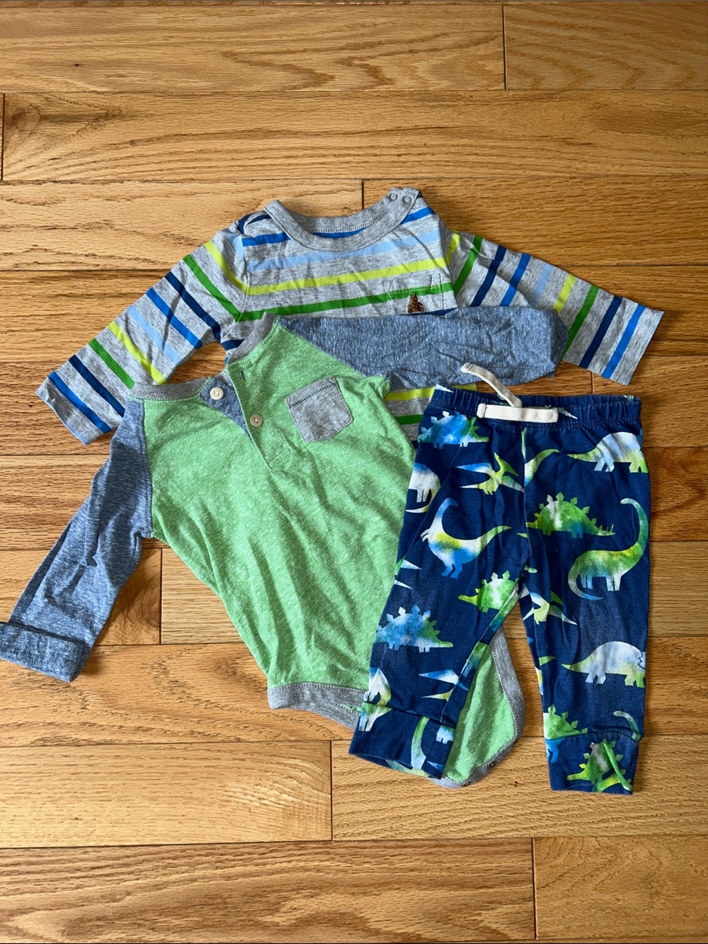 GAP Boys Green, Blue & Gray Matching Set with Dinosaur Pants